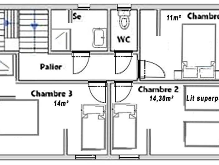 Plan étage  gîte Grand Breizh - 6 chambres